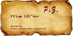 Pflum Zádor névjegykártya